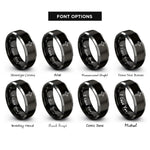 font options for inside engraving on black & grey latin cross rings