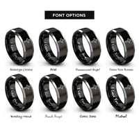font options for inside engraving on black & silver latin cross rings