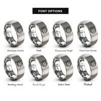 font options for inside engraving on silver latitude lines circle rings