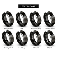 font options for inside engraving on black & silver latitude longitude grid rings