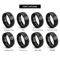 font options for inside engraving on black latitude longitude grid rings