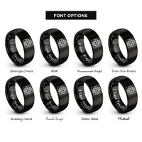 font options for inside engraving on black latitude longitude grid rings