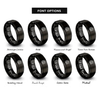 font options for inside engraving on black latitude longitude grid rings
