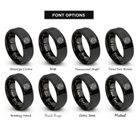font options for inside engraving on black latitude longitude grid rings
