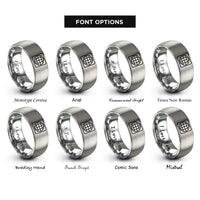 font options for inside engraving on silver latitude longitude grid rings
