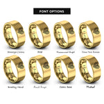 font options for inside engraving on gold latte art heart rings