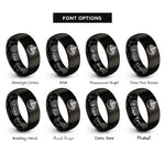 font options for inside engraving on black latte art rosetta rings