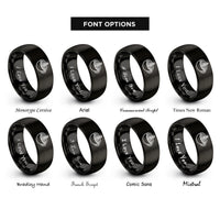 font options for inside engraving on black latte art rosetta rings