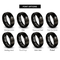 font options for inside engraving on black latte art rosetta rings