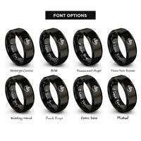 font options for inside engraving on black latte art rosetta rings