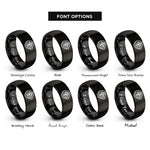 font options for inside engraving on black latte art tulip rings