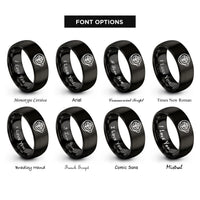 font options for inside engraving on black latte art tulip rings