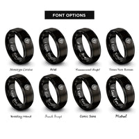 font options for inside engraving on black latte art tulip rings