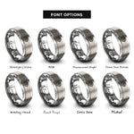 font options for inside engraving on gray latte art tulip rings