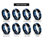 font options for inside engraving on blue & gray launch rocket rings