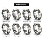 font options for inside engraving on grey launch rocket rings