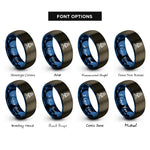 font options for inside engraving on gunmetal & blue launch rocket rings