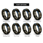 font options for inside engraving on gunmetal & blue launch rocket rings