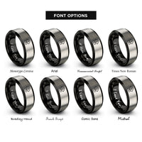 font options for inside engraving on black & grey launch start rings
