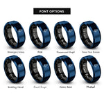 font options for inside engraving on black & blue launch vehicle rings