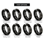 font options for inside engraving on black & grey launch vehicle rings