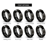font options for inside engraving on black & grey launch vehicle rings