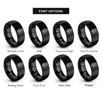 font options for inside engraving on black launch vehicle rings