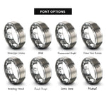 font options for inside engraving on grey launch vehicle rings