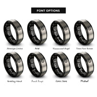 font options for inside engraving on black & grey laurel bow rings