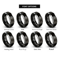 font options for inside engraving on black & grey laurel bow rings