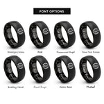 font options for inside engraving on black laurel bow rings
