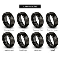 font options for inside engraving on black laurel bow rings
