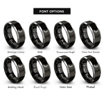 font options for inside engraving on black & grey laurel branch rings