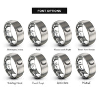 font options for inside engraving on silver laurel branch rings