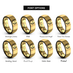 font options for inside engraving on black & gold laurel wreath rings