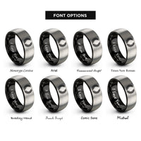 font options for inside engraving on black & grey laurel wreath rings