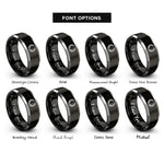 font options for inside engraving on black & silver laurel wreath rings