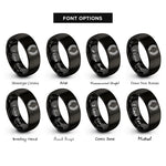 font options for inside engraving on black laurel wreath rings