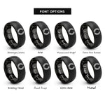 font options for inside engraving on black laurel wreath rings