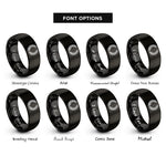 font options for inside engraving on black laurel wreath rings
