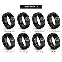 font options for inside engraving on black laurel wreath rings