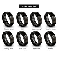 font options for inside engraving on black laurel wreath rings