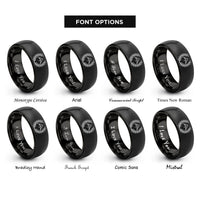 font options for inside engraving on black laurel wreath rings