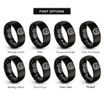 font options for inside engraving on black laurel wreath rings