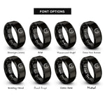 font options for inside engraving on black laurel wreath rings