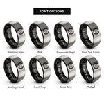 font options for inside engraving on black & silver laurel wreath gear rings