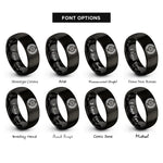 font options for inside engraving on black laurel wreath gear rings