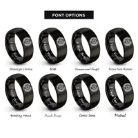 font options for inside engraving on black laurel wreath gear rings