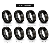font options for inside engraving on black laurel wreath gear rings