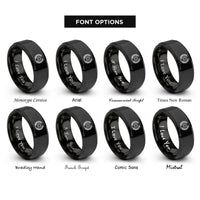 font options for inside engraving on black laurel wreath gear rings
